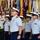 The Coast Guard Seventh District crew stands at attention during their Change of Command Ceremony