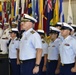 The Coast Guard Seventh District crew stands at attention during their Change of Command Ceremony