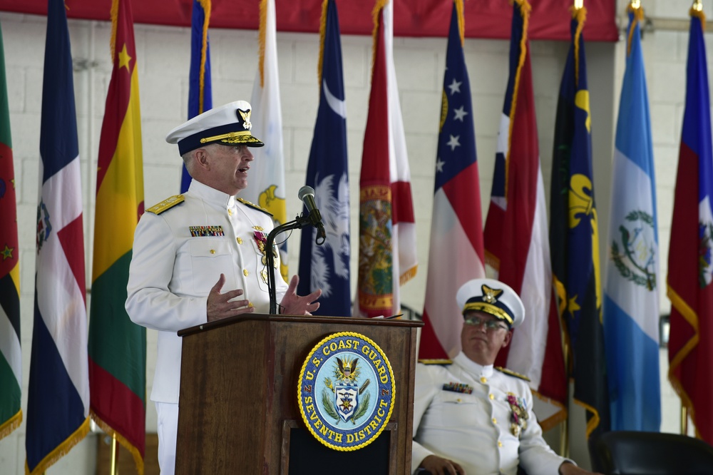 Coast Guard Adm. Peter Brown speaks at change of command ceremony