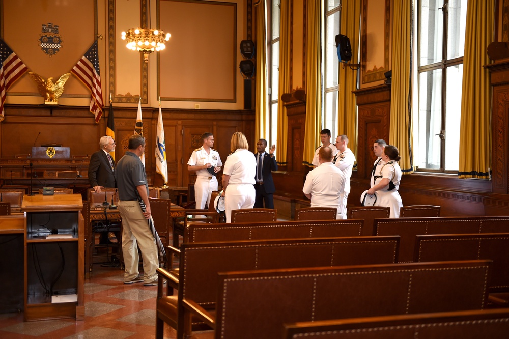 Rear Admiral Jeff Hughes tour of Council Chambers