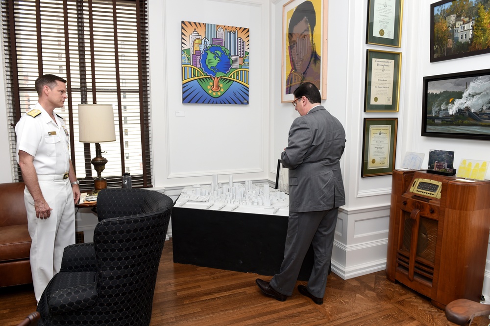 William Peduto Mayor of Pittsburgh, meets with Rear Admiral Jeff Hughes