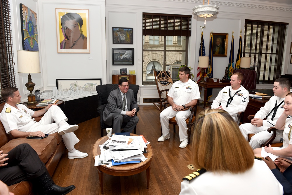 William Peduto Mayor of Pittsburgh, meets to Rear Admiral Jeff Hughes