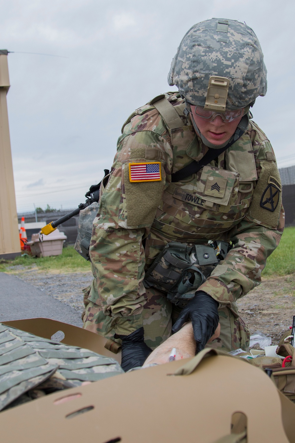 Soldier Inserts an IV