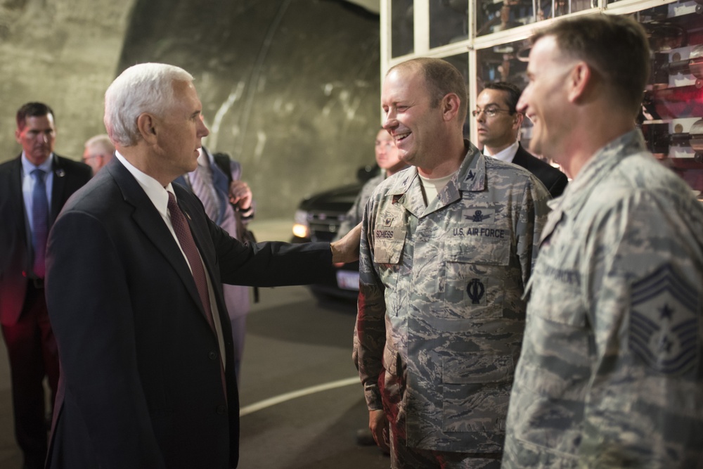 Vice President Mike Pence and Secretary of the Air Force Heather Wilson visits Cheyenne Mountain AFS
