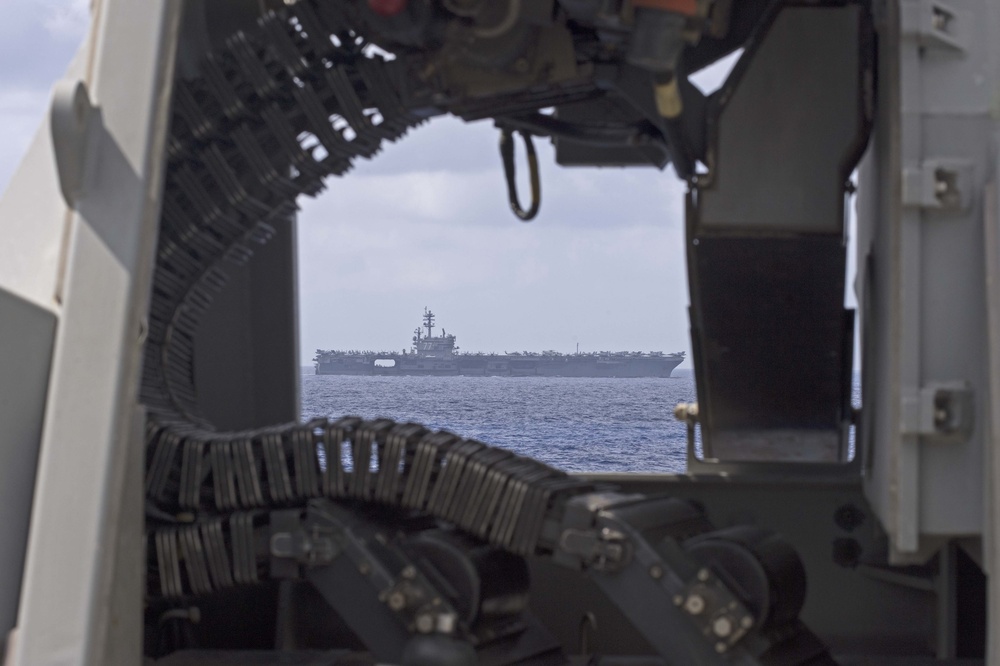GHWB, the flagship of the George H.W. Bush Carrier Strike Group (GHWBCSG), is conducting naval operations in the U.S. 6th Fleet area of operations in support of U.S. national security interests in Europe and Africa.