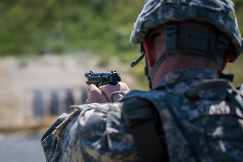 MNBG-East Soldiers Compete in Multinational Pistol Competition