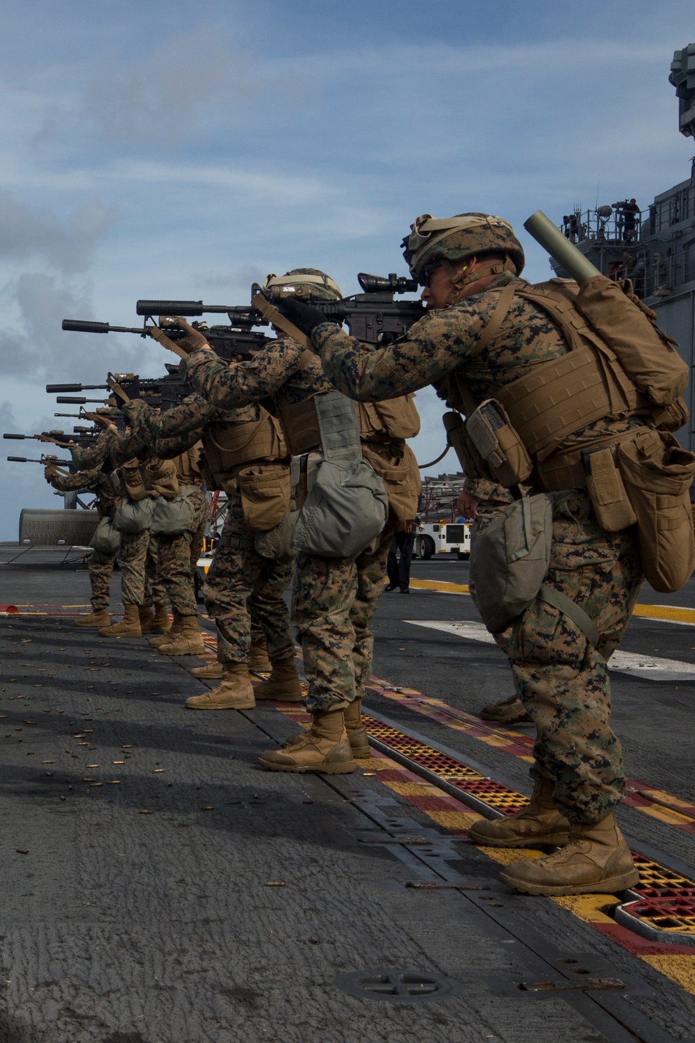 BLT 3/5 Marines conduct combat conditioning marksmanship aboard the BHR