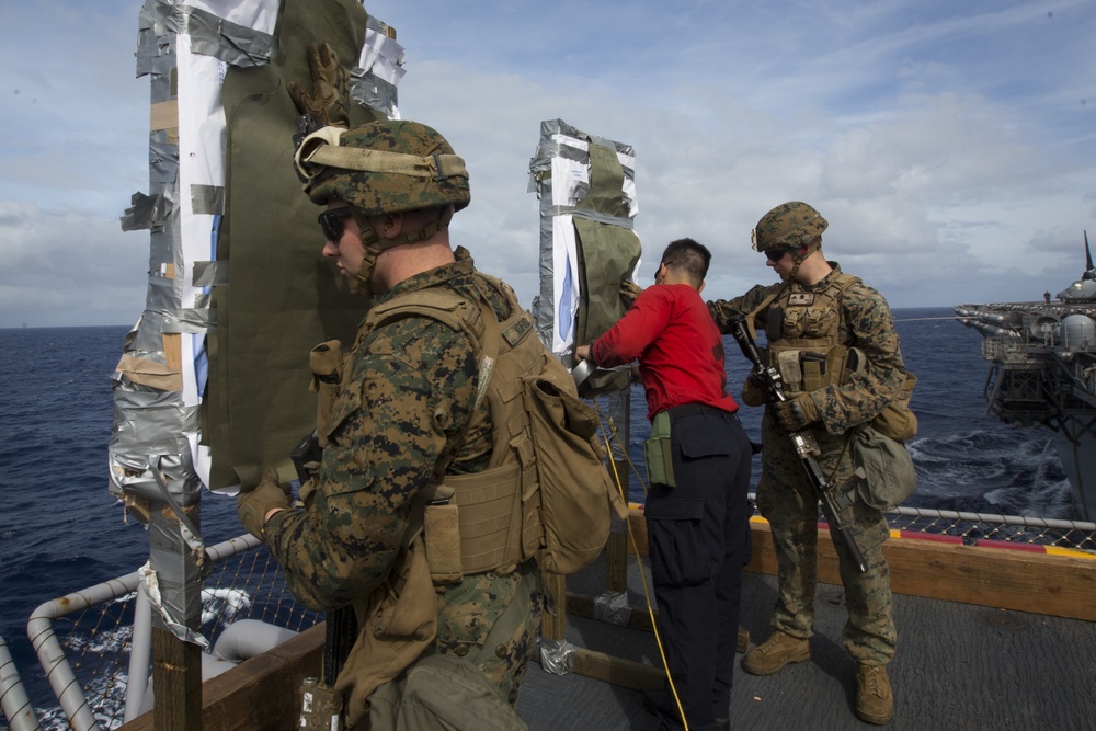 BLT 3/5 Marines conduct combat conditioning marksmanship aboard the BHR