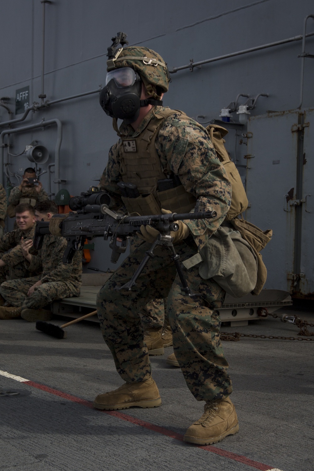 BLT 3/5 Marines conduct combat conditioning marksmanship aboard the BHR