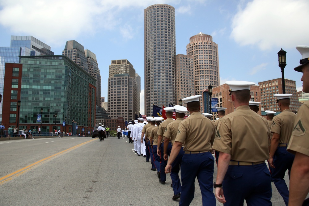 Marines, sailors march streets of Boston during Sail Boston 2017