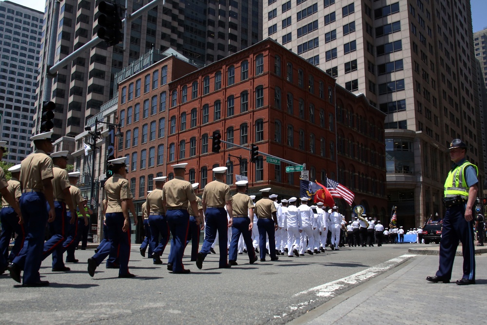 Marines, sailors march streets of Boston during Sail Boston 2017