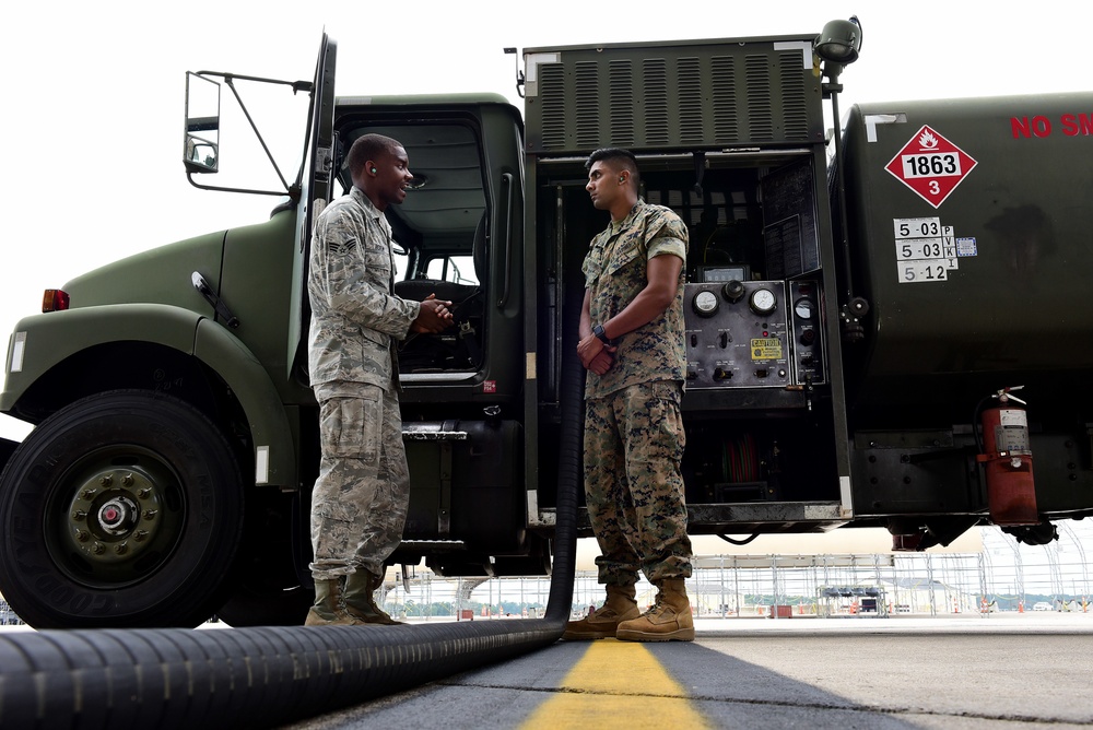 Airmen, Marines work together at SJAFB