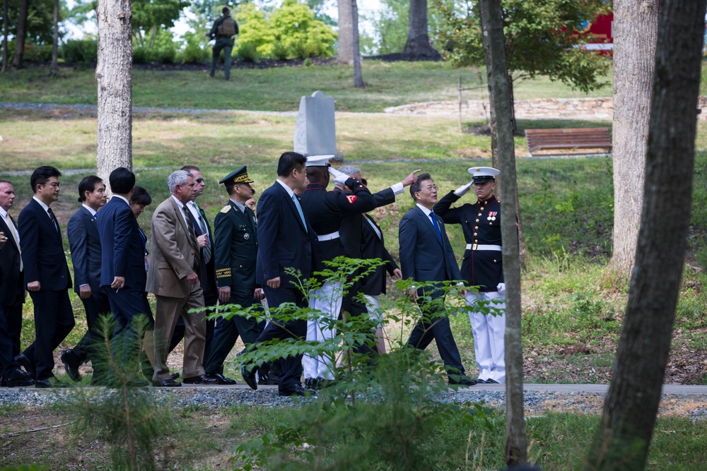 South Korean President Visit to Jangjin (Chosin) Reservoir Memorial Wreath Laying