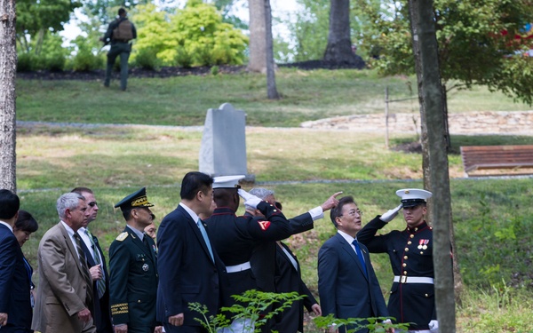 South Korean President Visit to Jangjin (Chosin) Reservoir Memorial Wreath Laying