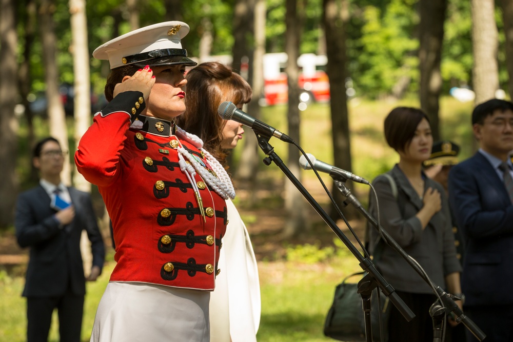 South Korean President Visit to Jangjin (Chosin) Reservoir Memorial Wreath Laying