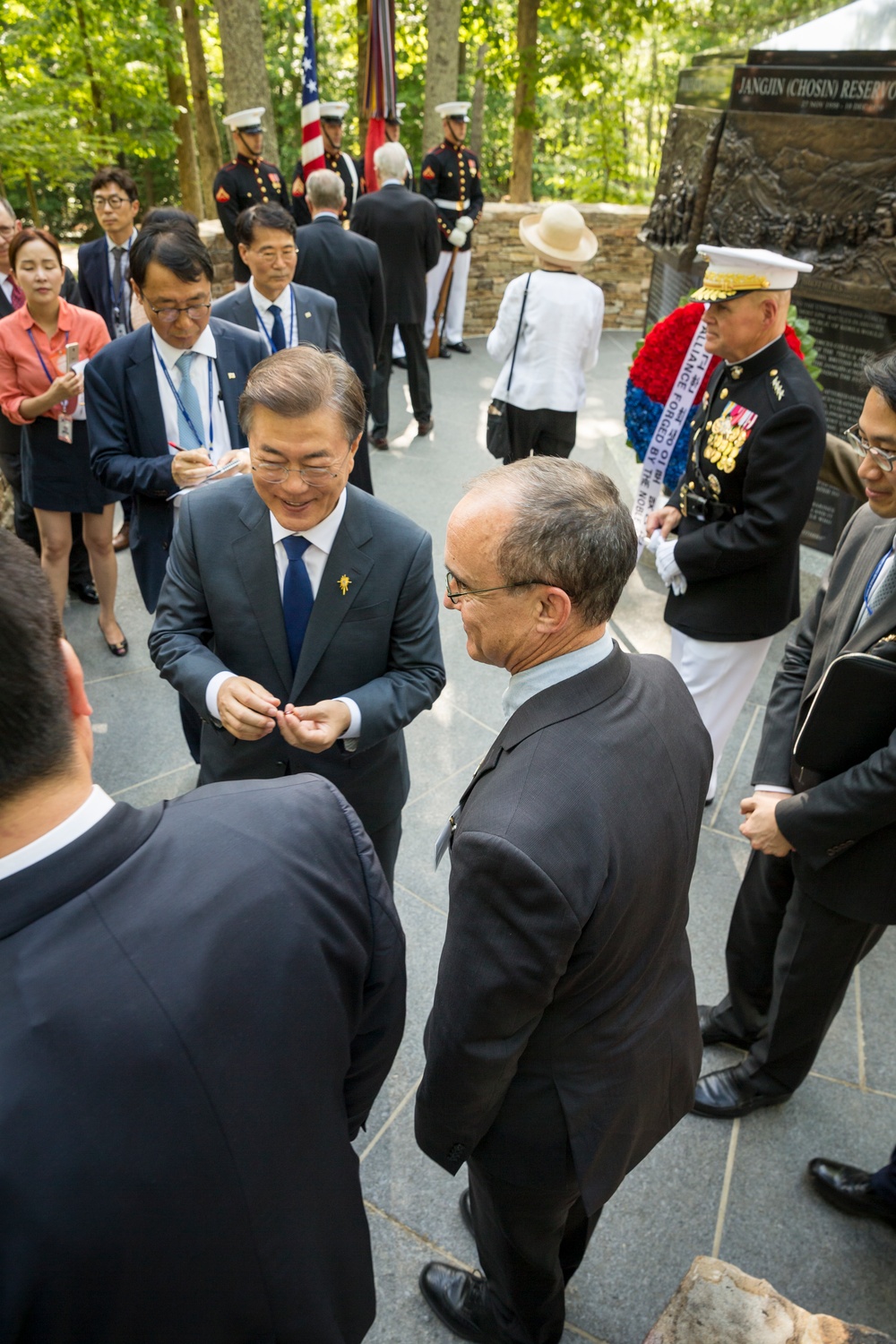South Korean President Visit to Jangjin (Chosin) Reservoir Memorial Wreath Laying