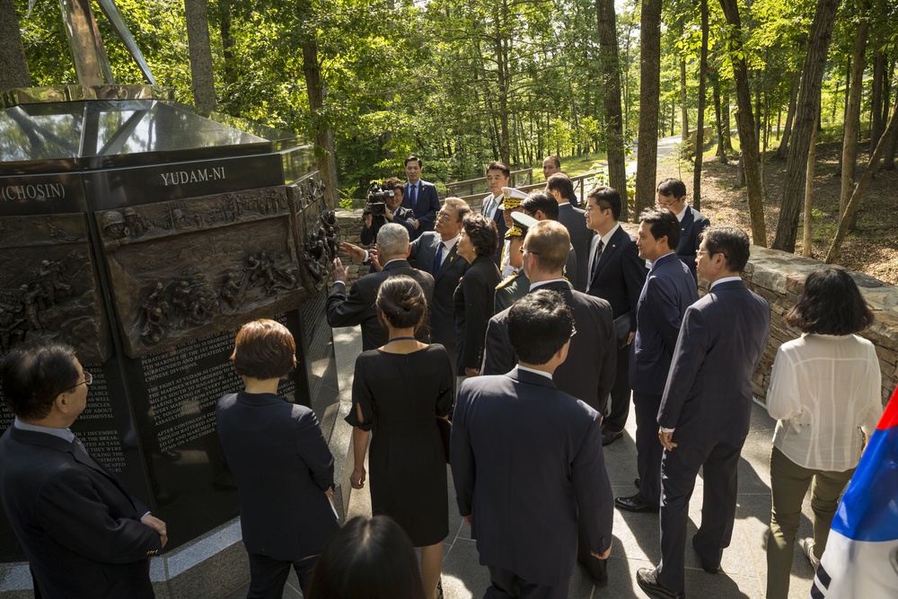 South Korean President Visit to Jangjin (Chosin) Reservoir Memorial Wreath Laying