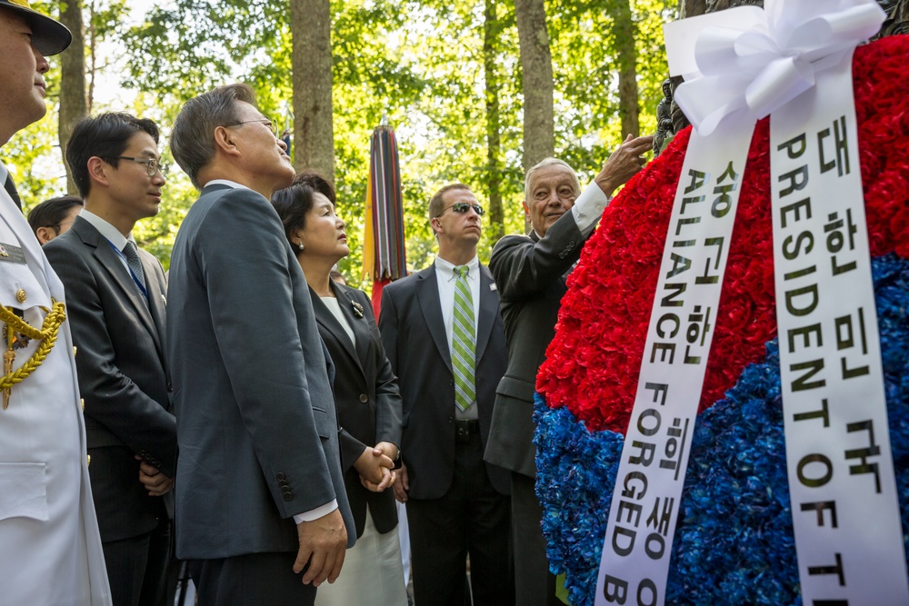 South Korean President Visit to Jangjin (Chosin) Reservoir Memorial Wreath Laying