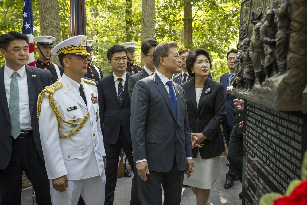 South Korean President Visit to Jangjin (Chosin) Reservoir Memorial Wreath Laying