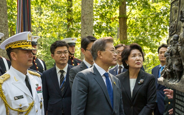 South Korean President Visit to Jangjin (Chosin) Reservoir Memorial Wreath Laying