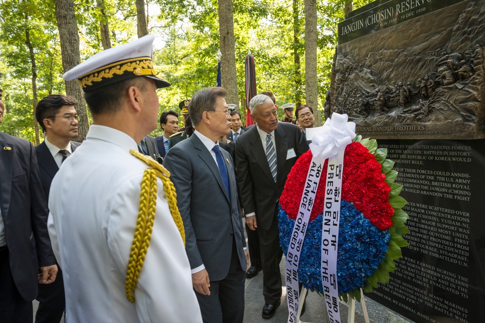 South Korean President Visit to Jangjin (Chosin) Reservoir Memorial Wreath Laying