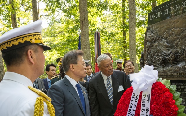 South Korean President Visit to Jangjin (Chosin) Reservoir Memorial Wreath Laying