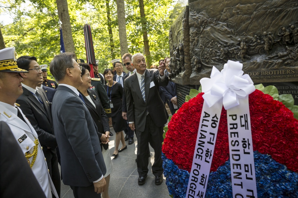 South Korean President Visit to Jangjin (Chosin) Reservoir Memorial Wreath Laying