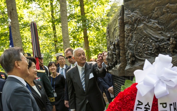 South Korean President Visit to Jangjin (Chosin) Reservoir Memorial Wreath Laying