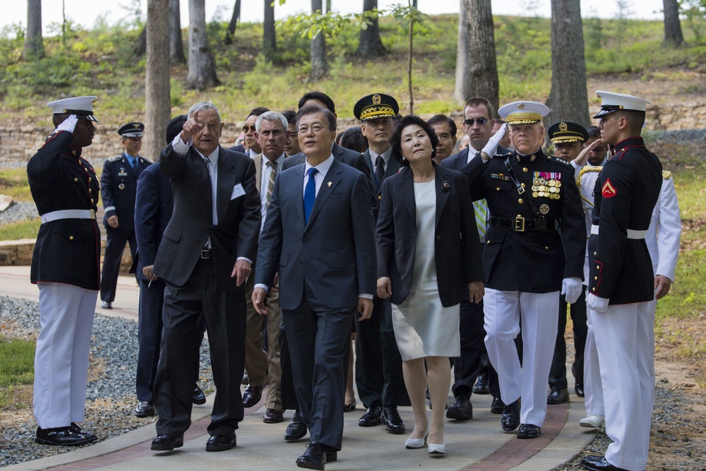 President Moon Jae-in of the Republic of Korea visits the National Museum of the Marine Corps