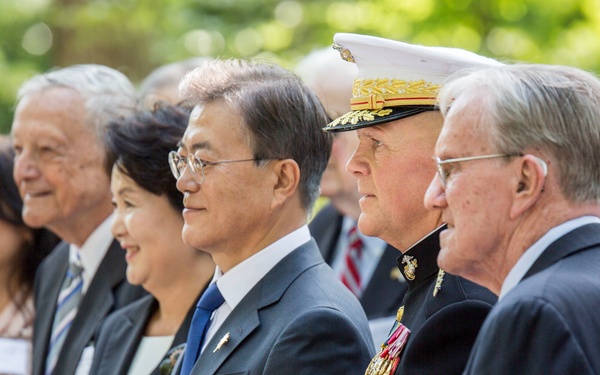President Moon Jae-in of the Republic of Korea visits the National Museum of the Marine Corps