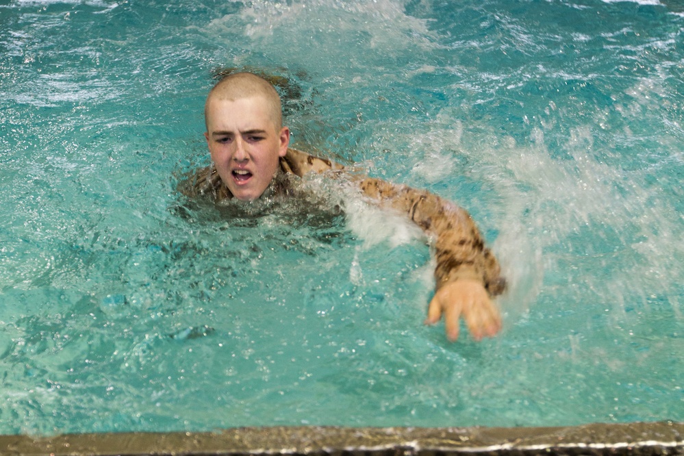 Marine recruits learn basic water survival on Parris Island