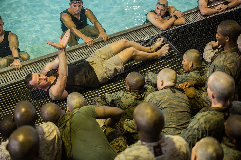 Marine recruits learn basic water survival on Parris Island