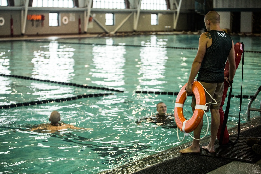 Marine recruits learn basic water survival on Parris Island