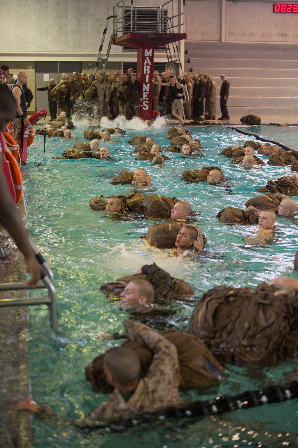 Marine recruits learn basic water survival on Parris Island