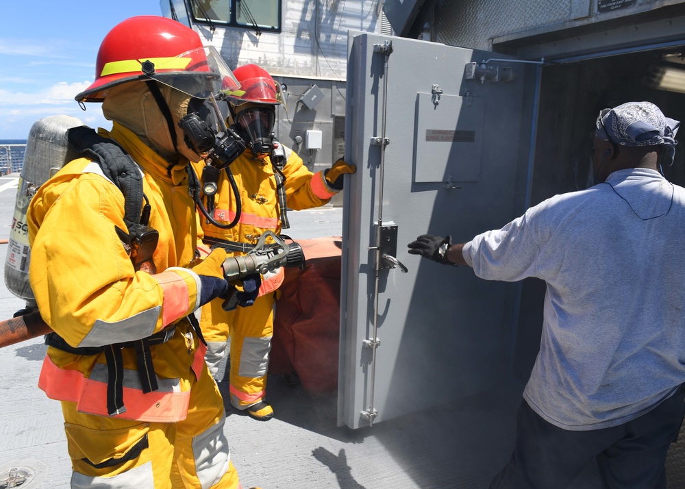 USNS Spearhead (T-EPF 1) Civilian Mariners Conduct Firefighting Training