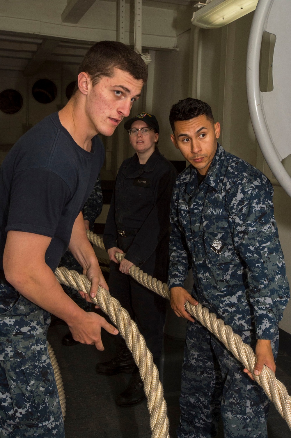 Sailors aboard USS Bonhomme Richard (LHD 6) Conduct Sea and Anchor Detail While Departing Sydney