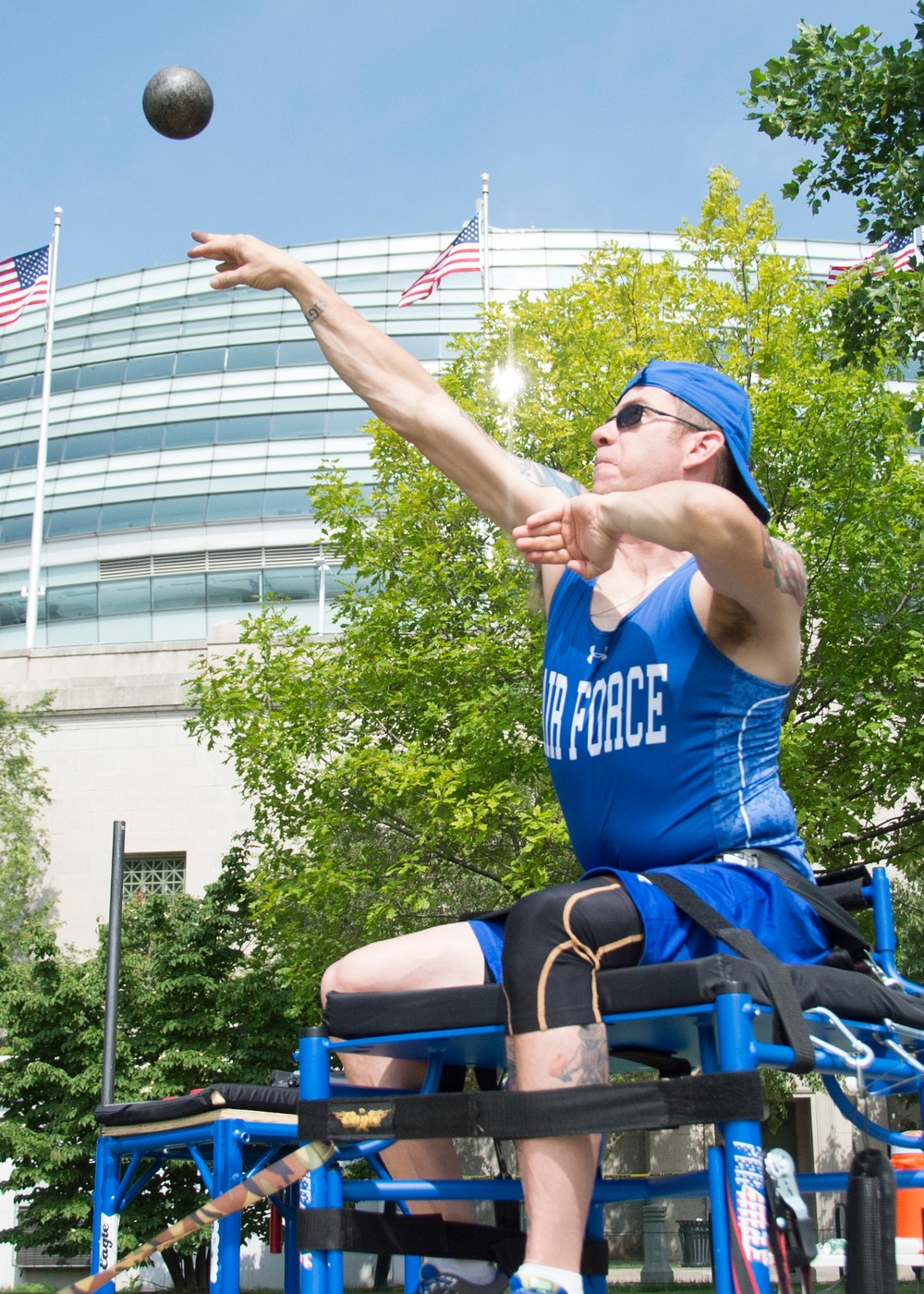 Athlete Prepares for Shot Put Competition