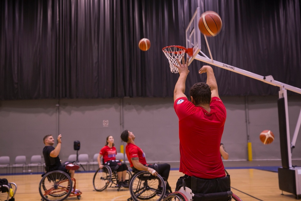 Team Marine Corps athletes prepare for wheelchair basketball competition