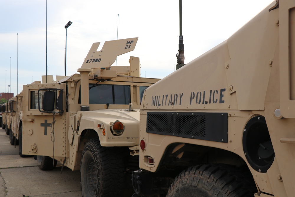 District of Columbia National Guard stage armored Humvees for Joint Task Force-Independence Day