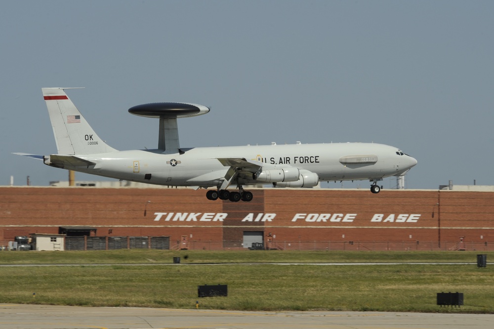 DVIDS - Images - E-3 AWACS wtih Tinker Air Force Base signage [Image 1 of 2]
