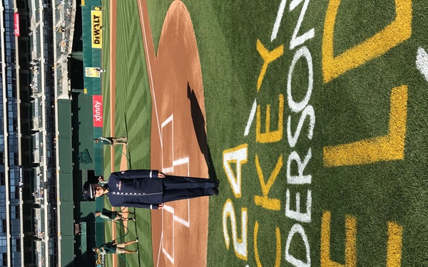 SrA Doolittle Sings at Oakland Athletic's Game