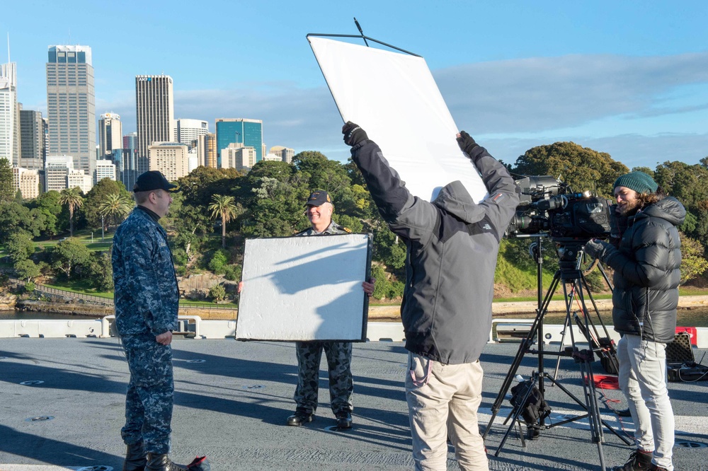 USS Bonhomme Richard (LHD 6) Live Interview with 9News, an Australian television morning show