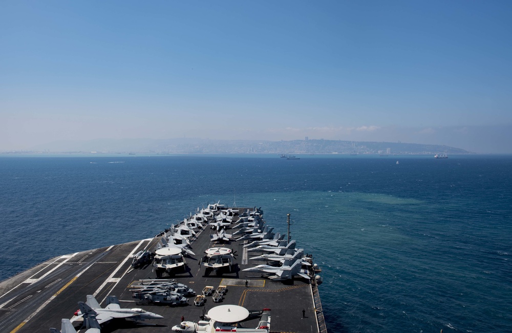 GHWB, part of the George H.W. Bush Carrier Strike Group (GHWBCSG), is conducting naval operations in the U.S. 6th Fleet area of operations in support of U.S. national security interest in Europe and Africa.