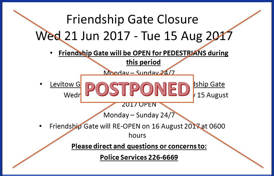 Misawa Gate Closure Postponed