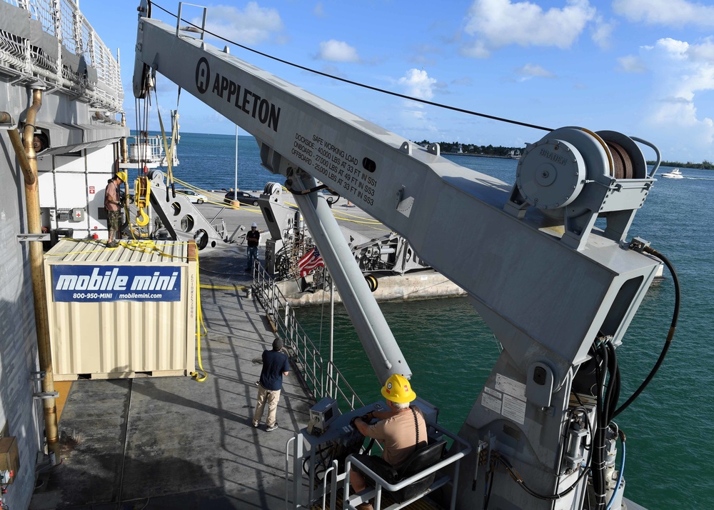 Military Sealift Command Civilian Mariners Move Cargo Aboard USNS Spearhead (T-EPF 1)