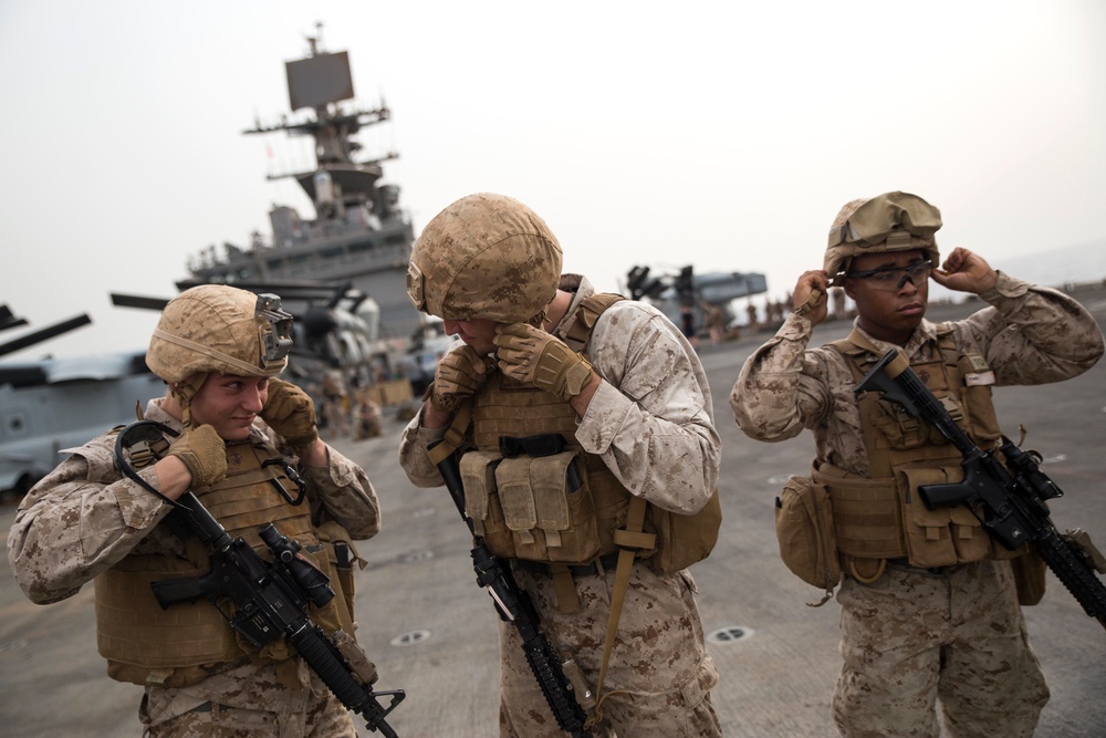 Marines zero on USS Bataan