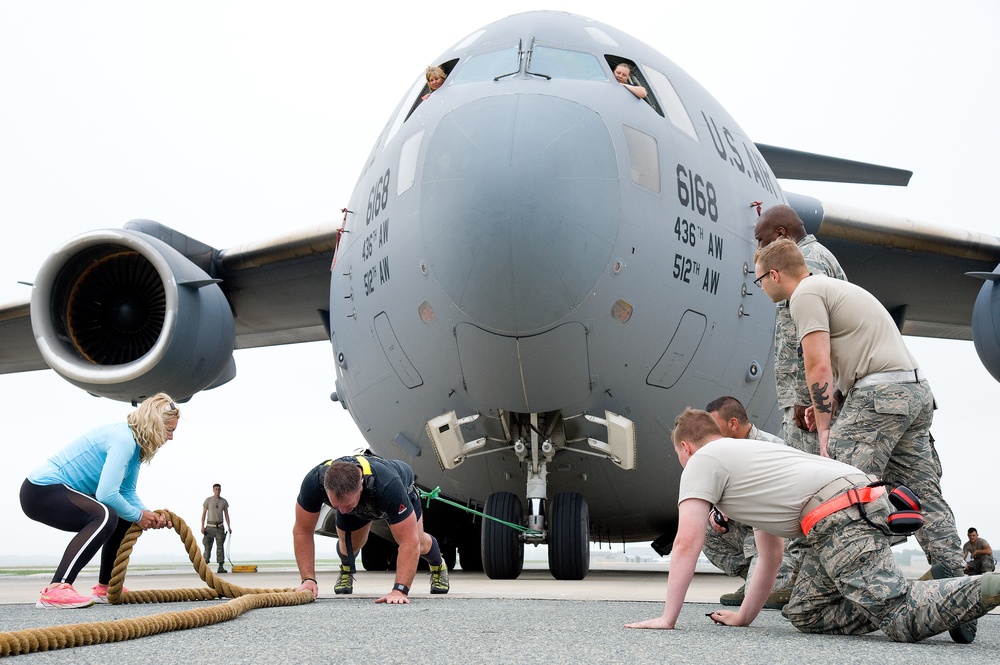 Snapshot: Australian strongman practices pulling a C-17