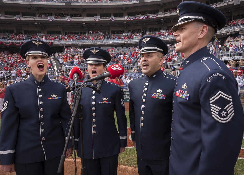 Singing Sergeants perform National Anthem at Nationals Park on Independence Day 2017