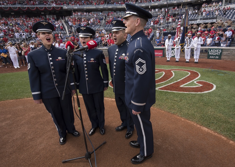 Singing Sergeants perform National Anthem at Nationals Park on Independence Day 2017