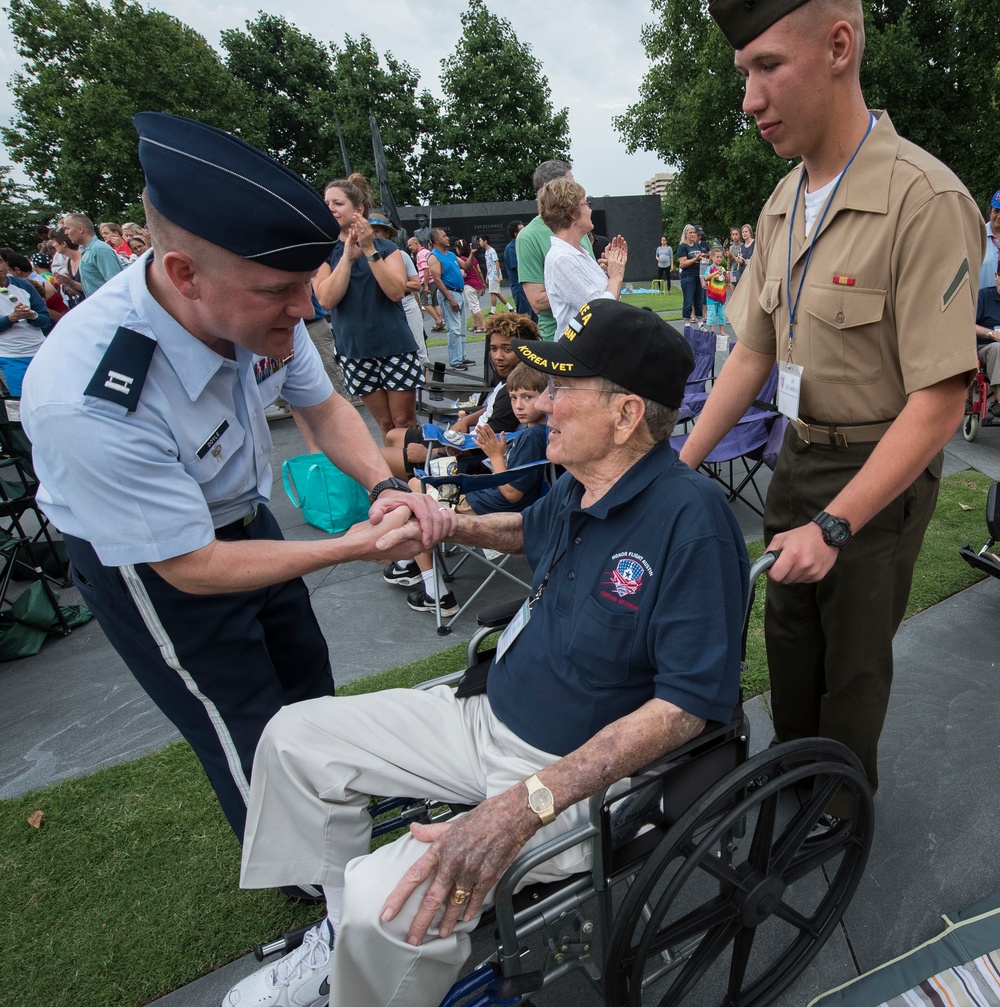 The United States Air Force Band performs at the Air Force Memorial on Independence Day 2017